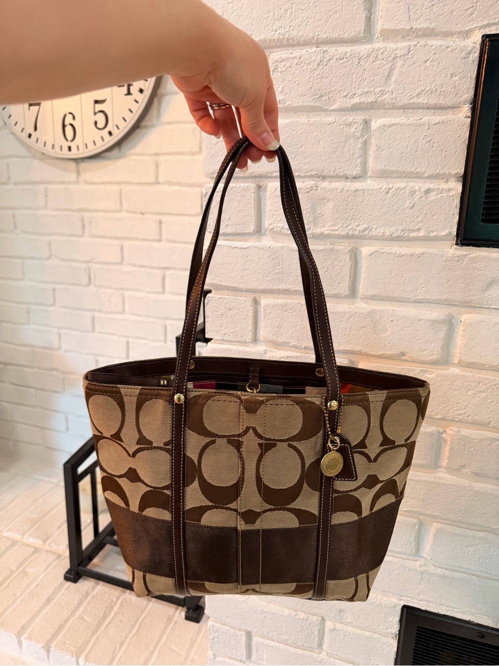 Vintage Coach Brown Monogram Tote Bag